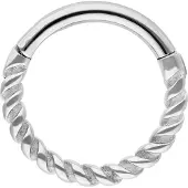 Wildcat Twisted Rope Clicker - lävistysrengas - 1,6 mm, Hopeinen metalli, 7,0 mm