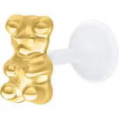 Wildcat Gummi Bear Push Fit Labret - Lävistyskoru - 10,0 mm, Kultainen metalli
