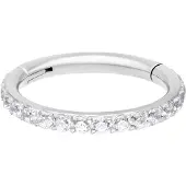Wildcat Pave Set Crystals Ring - saranoitu lävistysrengas - 1,2 mm, Hopeinen metalli, Valkoinen, 10,0 mm