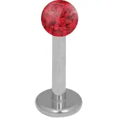 Wildcat Silver Titan Multi Jewelled Labret -lävistyskoru - 9,0 mm, 3,0 mm, Punainen