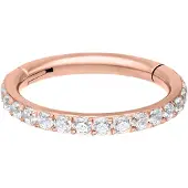 Wildcat Pave Set Crystals Ring - saranoitu lävistysrengas - 1,2 mm, Ruusukultainen metalli, Valkoinen, 11,0 mm