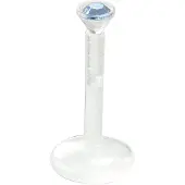 Wildcat Jewelled Push-Fit Translucent Labret - lävistyskoru - 1,6 mm, 6,0 mm, Vaaleansininen