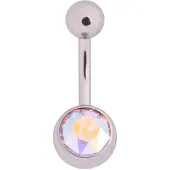 Wildcat Multicut Jewelled Bananabell - napakoru kristallikoristeella - 10,0 mm, Aurora Boreale, Hopeinen metalli, 1,6 mm