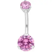 Wildcat Double Jewelled Bananabell<!--63f8bb101cd4b--> - 10,0 mm, Hopeinen metalli, Vaaleanpunainen