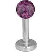 Wildcat Multi Jewelled Labret -lävistyskoru - 6,0 mm, Ametisti, 4,0 mm