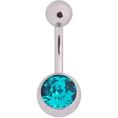 Wildcat Multicut Jewelled Bananabell - napakoru kristallikoristeella - 8,0 mm, Zirkonin sininen, Hopeinen metalli, 1,6 mm