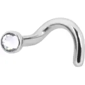 Wildcat Jewelled Nosestud - nenäkoru kristallikivellä - 1,0 mm, Valkoinen