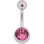 Wildcat Multicut Jewelled Bananabell - napakoru kristallikoristeella - 10,0 mm, Vaaleanpunainen, Hopeinen metalli, 1,6 mm