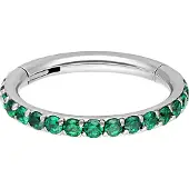 Wildcat Pave Set Crystals Ring - saranoitu lävistysrengas - 1,2 mm, Hopeinen metalli, Smaragdin vihreä, 10,0 mm