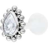 Wildcat Crystal Teardrop Screwing Labret