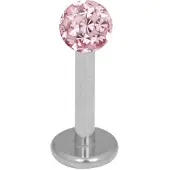Wildcat Silver Titan Multi Jewelled Labret -lävistyskoru - 6,0 mm, 3,0 mm, Vaaleanpunainen