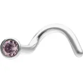 Wildcat Cone Shape Jewelled Nostril Stud - nenäkoru - Hopeinen metalli, Laventelinpunainen