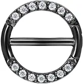 Wildcat Pave Set Jewelled Nipple Clicker - 15,0 mm, Črna