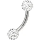 Wildcat Banana Ombelico Cristalli Titanio - 6.0 mm, White, 4.0 mm