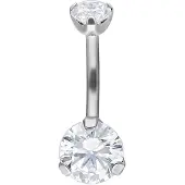 Wildcat Double Crystal Bananabell - lävistyskoru - 12,0 mm, Hopeinen metalli