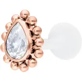 Wildcat Crystal Teardrop Screwing Labret<!--63dd03786a899--> - Ruusukultainen metalli