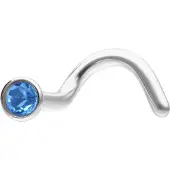 Wildcat Cone Shape Jewelled Nostril Stud - nenäkoru - Hopeinen metalli, Safiirin sininen