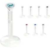 Wildcat Jewelled Push-Fit Translucent Labret - lävistyskoru - 1,2 mm, 7,0 mm, Zirkonin sininen