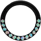 Wildcat Opal Crystal Clicker - lävistysrengas - Musta metalli, Valkoinen