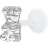 Wildcat Gummi Bear Push Fit Labret - Lävistyskoru - 5,0 mm, Hopeinen metalli