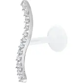 Wildcat Long Crystal Line Push Fit Labret - 8,0 mm, Srebrna