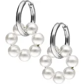 Wildcat Little Pearl Circle Hoops - helmikorvarenkaat (pari) - Hopeinen metalli