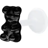 Wildcat Gummi Bear Push Fit Labret - Lävistyskoru - 5,0 mm, Musta metalli