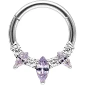 Wildcat Marquise Hinged Septum Clicker -lävistysrengas - Hopeinen metalli, Laventelinpunainen