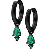 Wildcat Little Tear Hoops - huggies-korvarenkaat (pari) - Musta metalli, Smaragdin vihreä