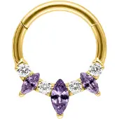 Wildcat Marquise Hinged Septum Clicker -lävistysrengas - Kultainen metalli, Ametisti