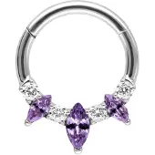 Wildcat Marquise Hinged Septum Clicker -lävistysrengas - Hopeinen metalli, Ametisti
