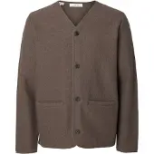 Selected Slmjin Boiled Wool Cardigan - Brown - L