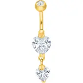Wildcat Multi Jewelled Two Times heart Bananabell - 1,6 mm, 8,0 mm, Zlata