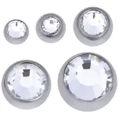 Wildcat Faceted Jewelled Ball - värilliset korukivipallot - Valkoinen, 4,0 mm, 1,6 mm, Hopeinen metalli