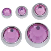 Wildcat Faceted Jewelled Ball - värilliset korukivipallot - Fuksianpunainen, 2,5 mm, 1,2 mm, Hopeinen metalli