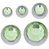 Wildcat Faceted Jewelled Ball - värilliset korukivipallot - Vaaleanvihreä, 4,0 mm, 1,6 mm, Hopeinen metalli