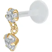 Wildcat Hanging Crystal Push-Fit Labret - Lävistyskoru - Kultainen metalli
