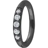 Wildcat Top Pave Crystal Clicker<!--63f5eea3324a3--> - 1,2 mm, Musta metalli, Valkoinen, 7,0 mm