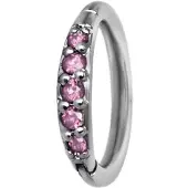 Wildcat Top Pave Crystal Clicker<!--63f5eea3324a3--> - 1,2 mm, Hopeinen metalli, Vaaleanpunainen, 9,0 mm