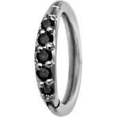 Wildcat Top Pave Crystal Clicker<!--63f5eea3324a3--> - 1,2 mm, Hopeinen metalli, Musta, 6,0 mm