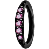 Wildcat Top Pave Crystal Clicker<!--63f5eea3324a3--> - 1,2 mm, Musta metalli, Fuksianpunainen, 6,0 mm