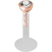 Wildcat Micro Jewelled Push-fit Labret - Rožnato Zlata, 2,0 mm