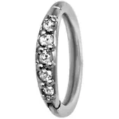Wildcat Top Pave Crystal Clicker<!--63f5eea3324a3--> - 1,2 mm, Hopeinen metalli, Valkoinen, 10,0 mm