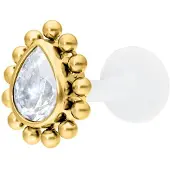 Wildcat Crystal Teardrop Screwing Labret<!--63dd03786a899--> - Kultainen metalli