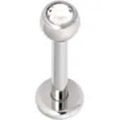 Wildcat Basic Jewelled Labret -lävistyskoru - 6,0 mm, Valkoinen, 4,0 mm