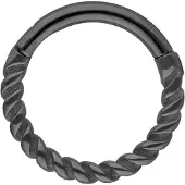 Wildcat Twisted Rope Clicker - lävistysrengas - 1,2 mm, Musta metalli, 7,0 mm