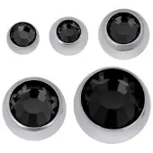 Wildcat Faceted Jewelled Ball - värilliset korukivipallot - Musta, 3,0 mm, 1,0 mm, Hopeinen metalli