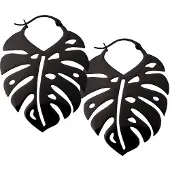 Wildcat Monstera Leaf Hoops - korvarenkaat - Musta metalli