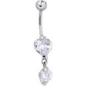 Wildcat Multi Jewelled Two Times heart Bananabell - 1,6 mm, 10,0 mm, Srebrna