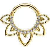Wildcat Oriental Crystal Septum -lävistysrengas - Kultainen metalli